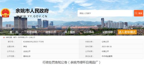 行政處罰告知公告 余姚市綠環日用品廠企業形象策劃領域需重視合規性